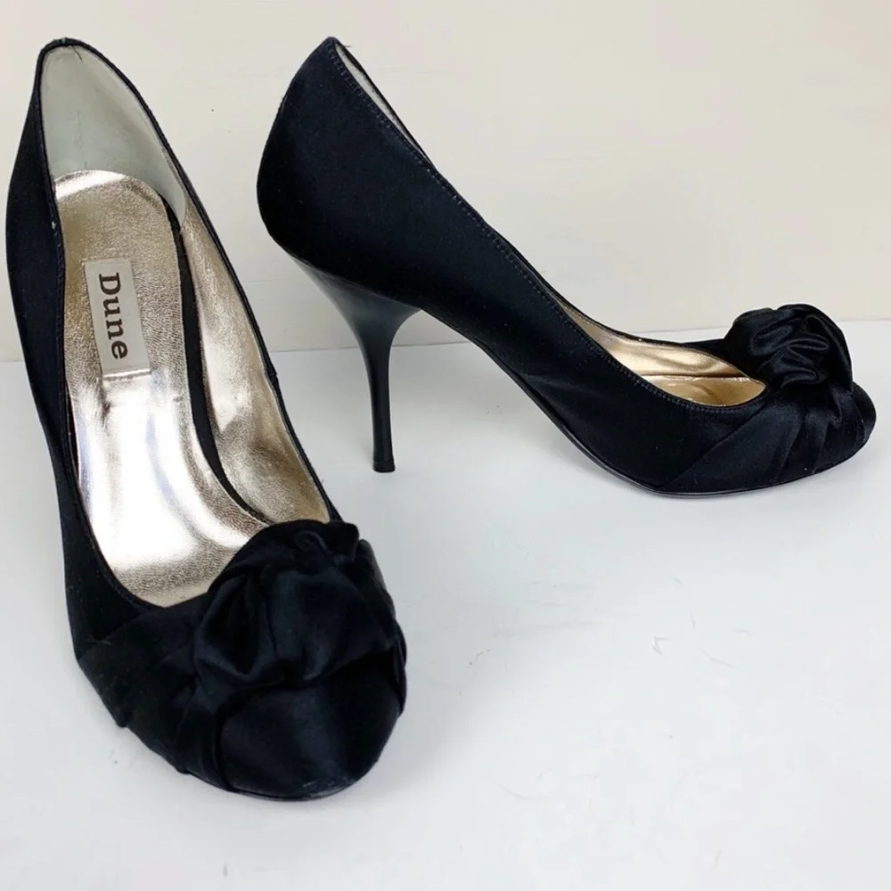 Dune Black Satin Dress Heels 6.5 C29 g3 - Picture 1 of 8